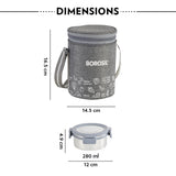 Borosil Slate Round Stainless Steel Lunchbox Set of 3, 280ml