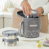 Borosil Slate Round Stainless Steel Lunchbox Set of 3, 280ml