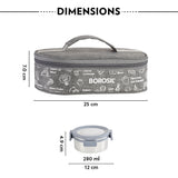 Borosil Slate Round Stainless Steel Lunchbox, Set of 2, 280ml