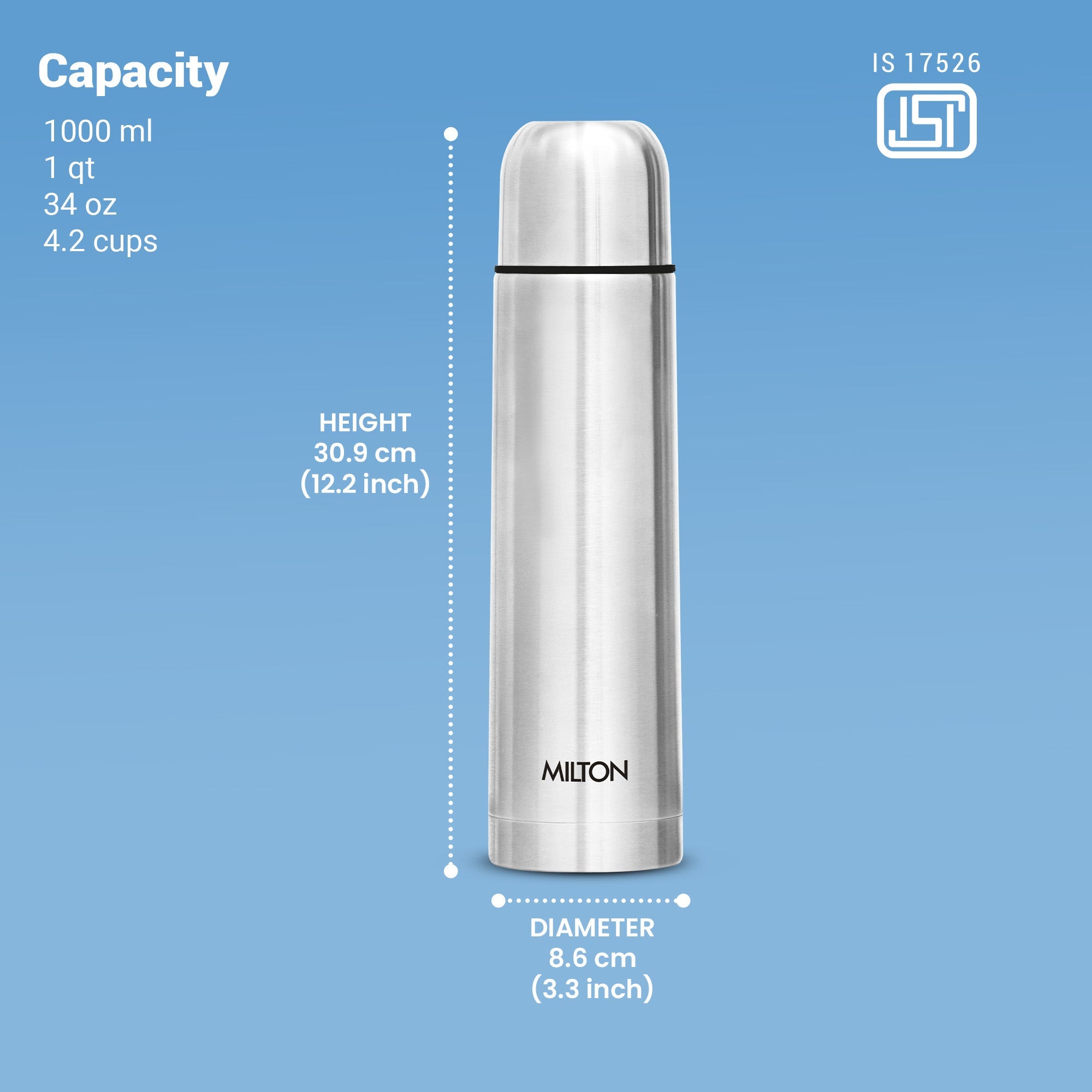 Milton Plain Lid Thermosteel Bottle Silver