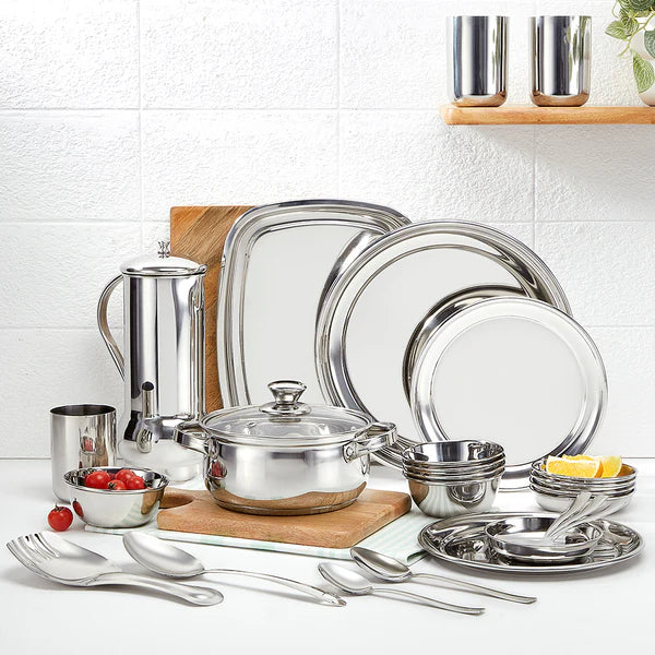 Borosil 30-piece Stainless Steel Dinner