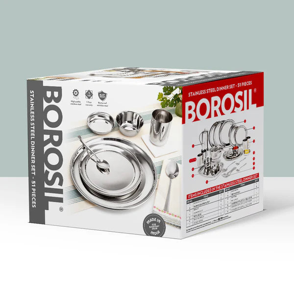 Borosil 30-piece Stainless Steel Dinner
