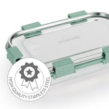 Borosil Slim Rectangular Stainless Steel Lunch Box, Set of 2, 700ml + 125ml