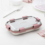 Borosil Slim Rectangular Stainless Steel Lunch Box, Set of 2, 700ml + 125ml