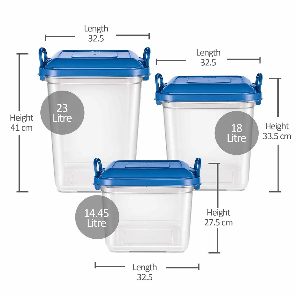 Milton Silo Containers Blue 3pcs set 15 L/18 L/23 L