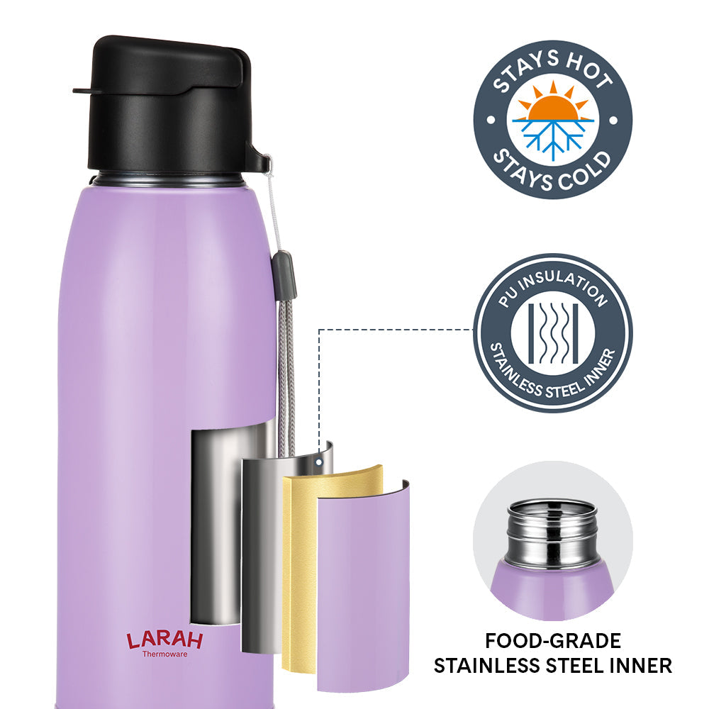 Borosil Larah Airo Round PU Thermoware Bottle 550Ml