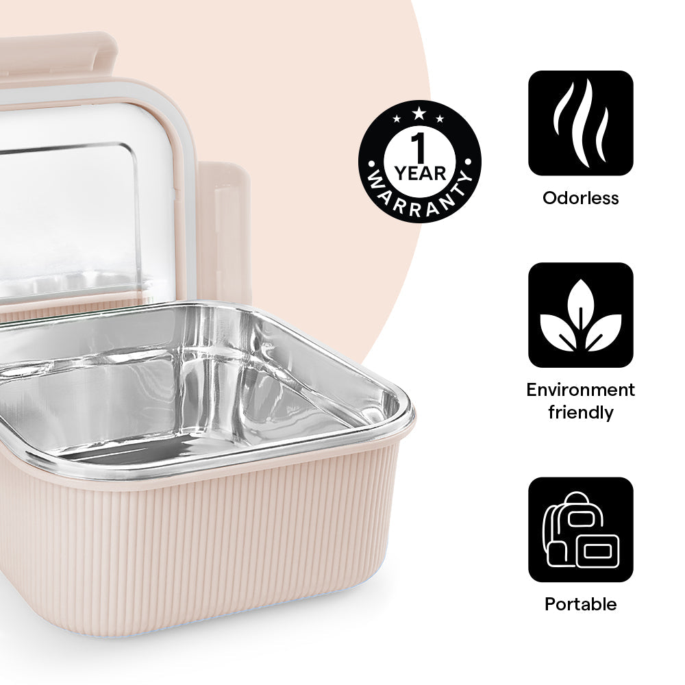 Borosil Larah Freshbyte Square Container with Lid