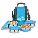 Milton Tasty Lunch Steel Tiffin Box Cyan 4pcs set