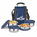 Milton Tasty Lunch Steel Tiffin Box Blue 4pcs set