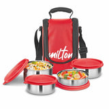 Milton Tasty Lunch Steel Tiffin Box Red 4pcs set
