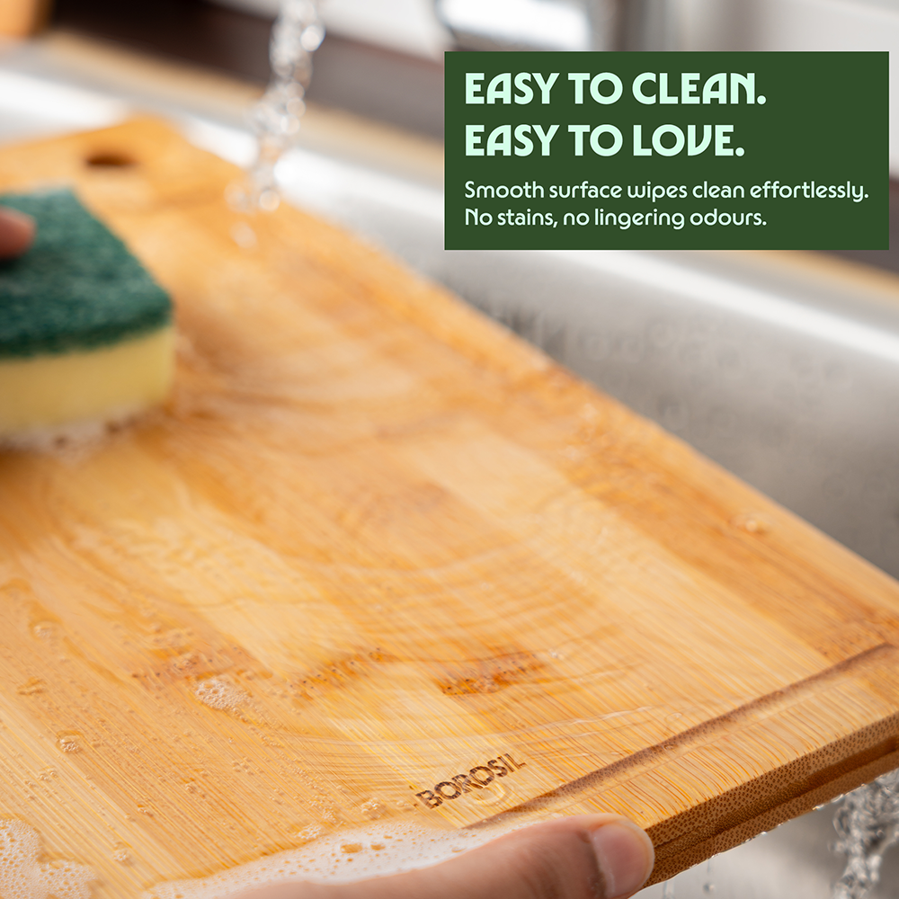 Borosil Bamboo Wood Chopping Board with Grooves 14mm