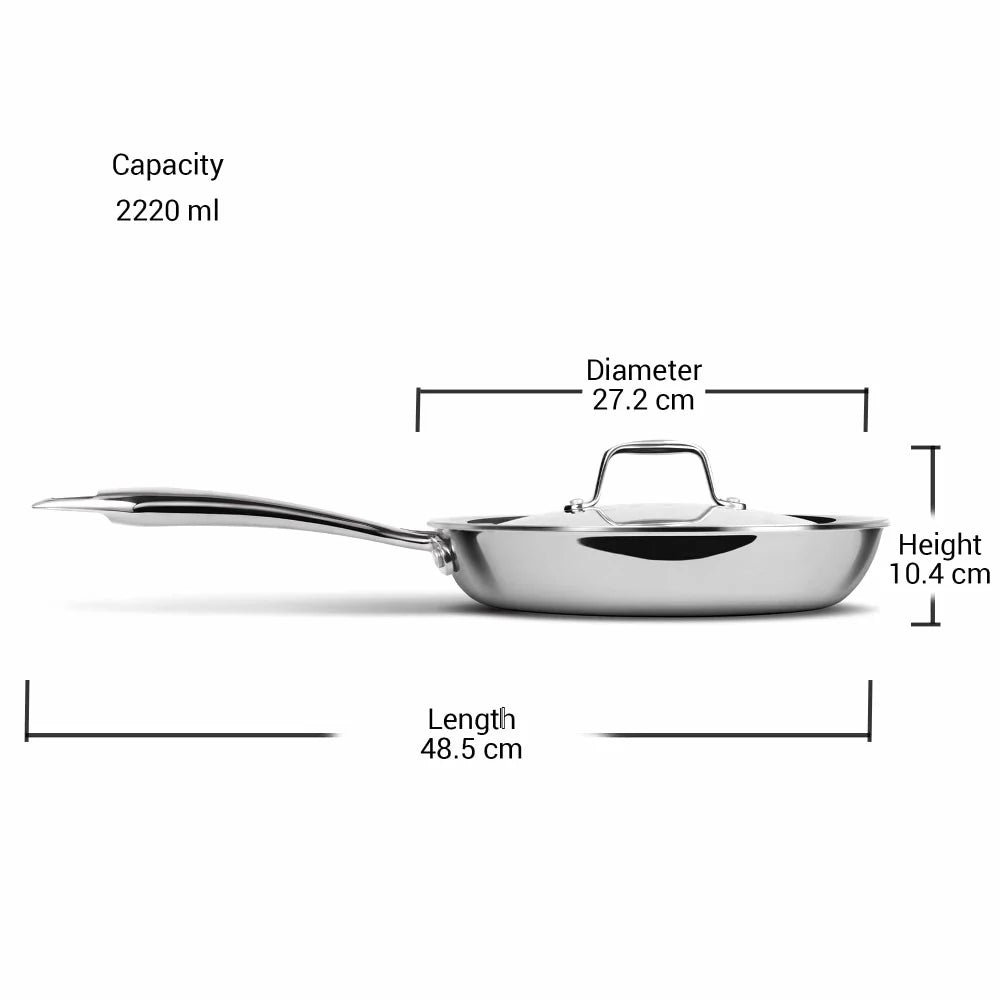 Milton Triply Stainless Steel Fry Pan With Lid