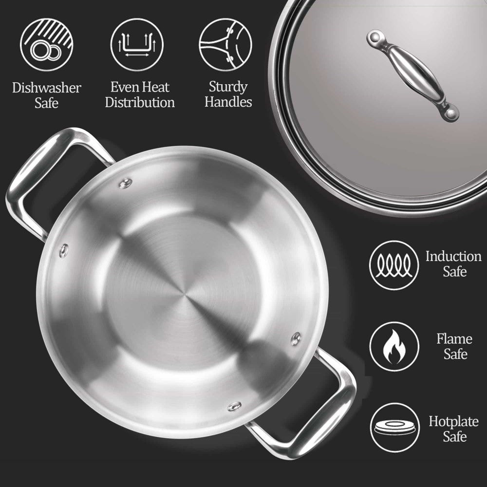 Milton Triply Stainless Steel Kadhai with Lid