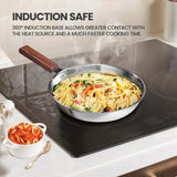 Milton Triply 4Pc Set Sauce Pan/Frying Pan/Kadhai W Gls Lid Wooden Handle 4pcs set
