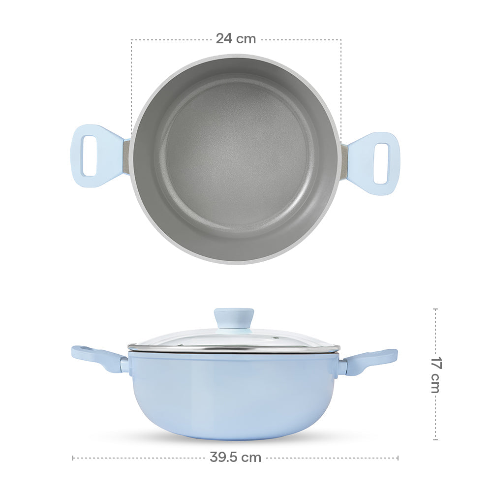 Borosil Vajra Ceramic Deep Kadhai 20CM - 2.3L