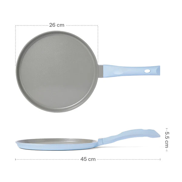 Borosil Vajra Ceramic Flat Tawa, Blue