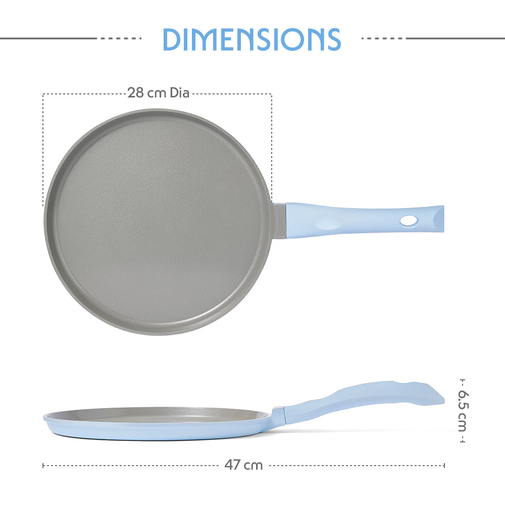Borosil Vajra Ceramic Flat Tawa, Blue