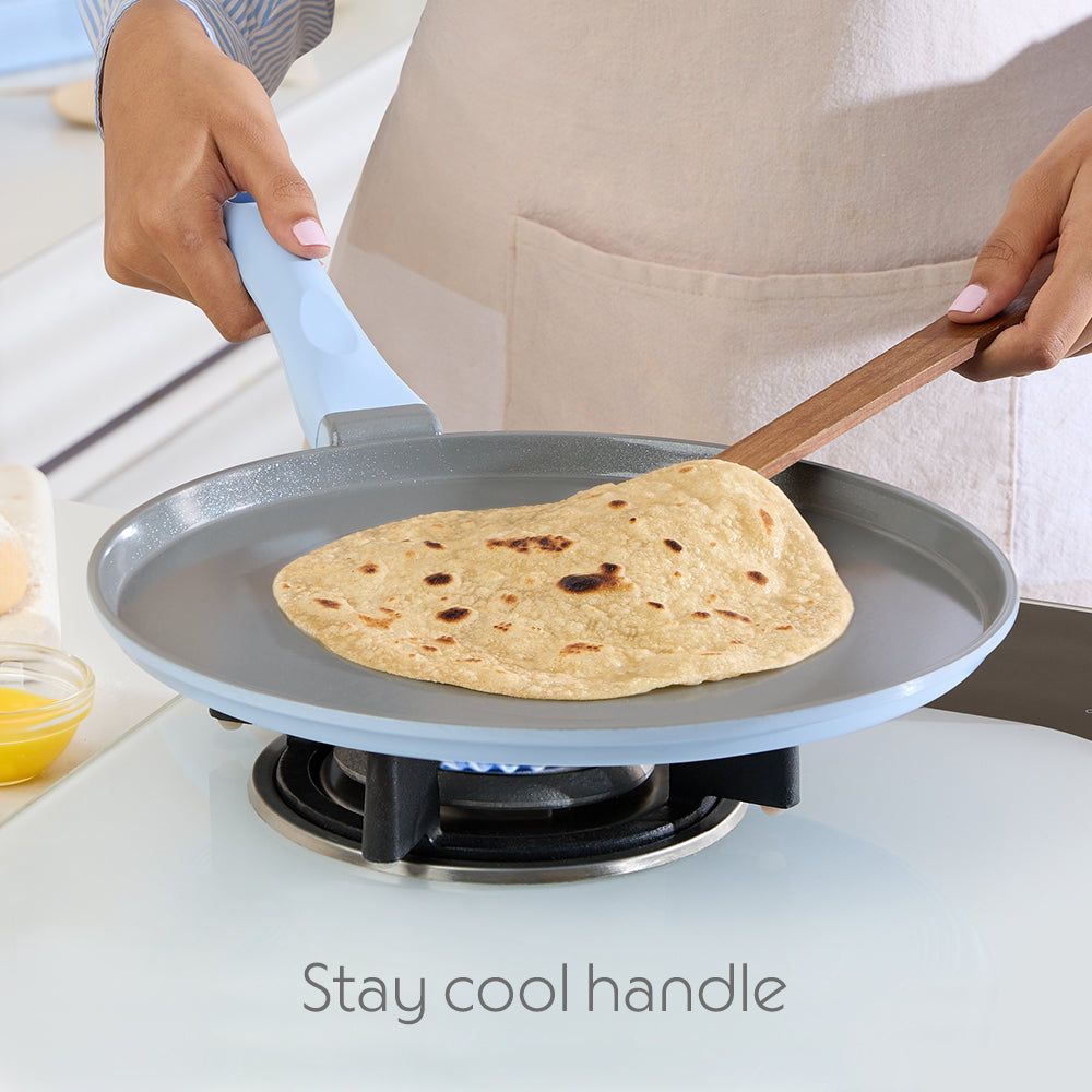 Borosil Vajra Ceramic Flat Tawa, Blue