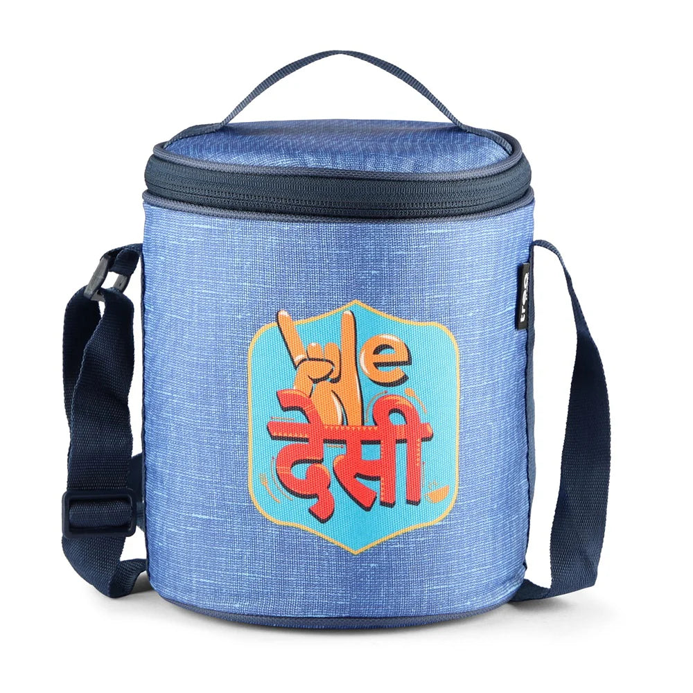 Milton "We Desi" - Glass Tiffin with Printed Jacket Blue