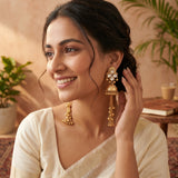 Royal Kashmiri Gold-Plated Long Jhumka Earrings for Women | Traditional Ethnic Bridal Jewellery