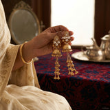 Royal Kashmiri Gold-Plated Long Jhumka Earrings for Women | Traditional Ethnic Bridal Jewellery