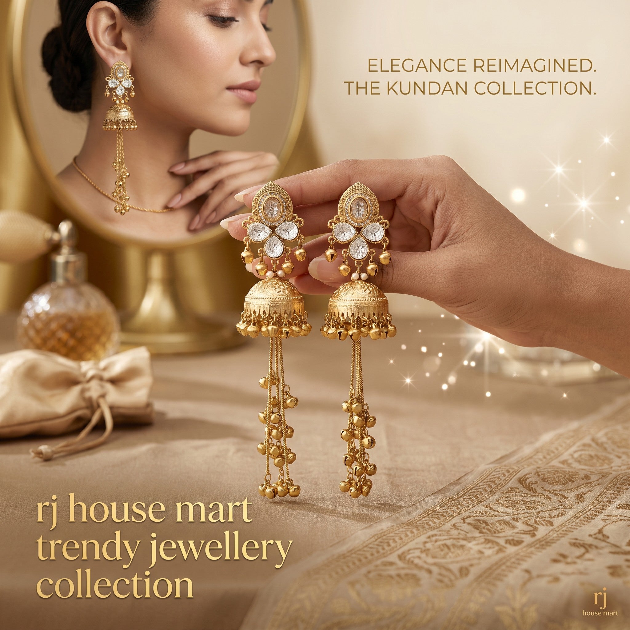 Royal Kashmiri Gold-Plated Long Jhumka Earrings for Women | Traditional Ethnic Bridal Jewellery