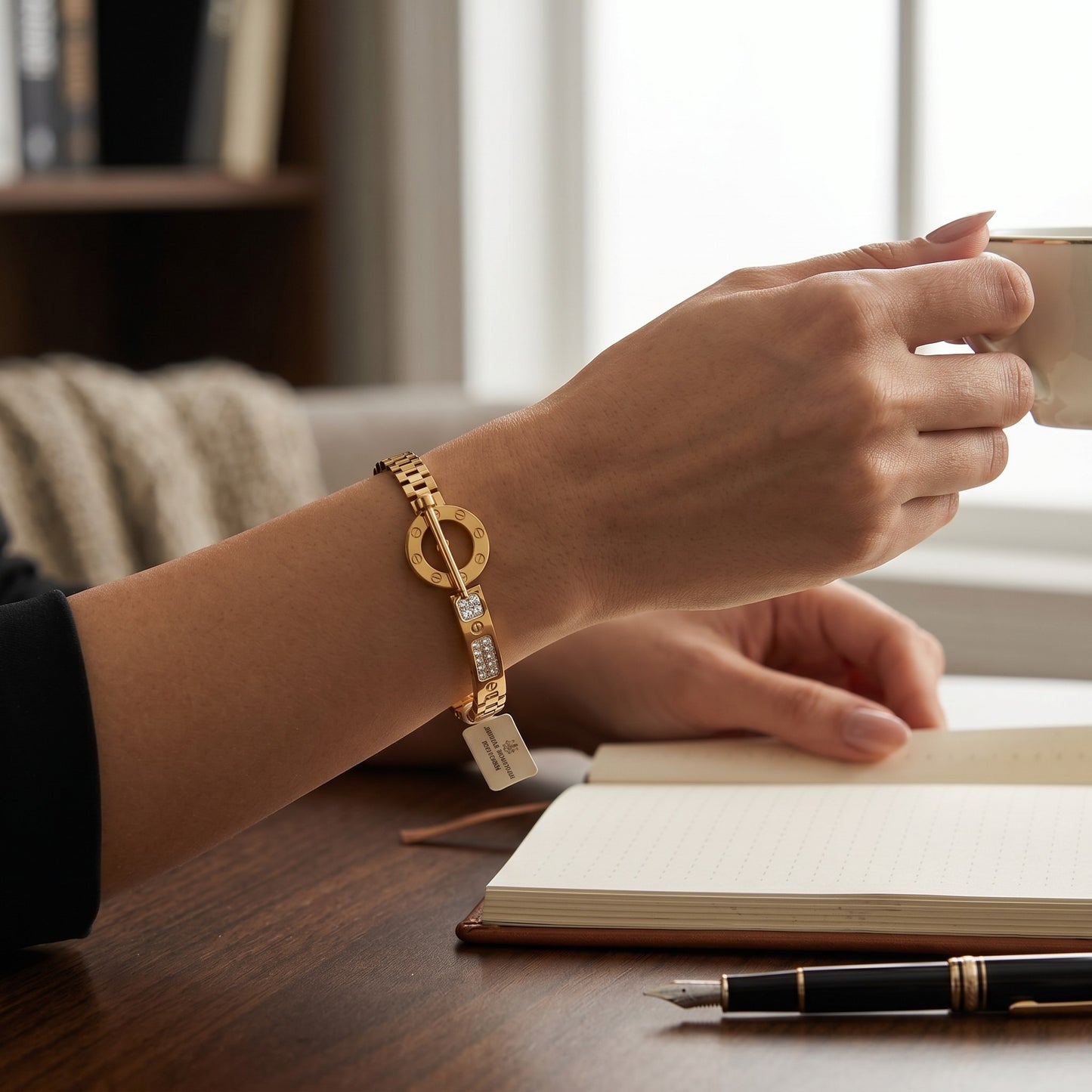 Luxury Gold Plated Crystal Nail Bracelet for Women | Designer Fashion Cuff Bangle