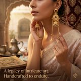 Statement Kashmiri Gold Tone Jhumka Earrings with Pearls for Women