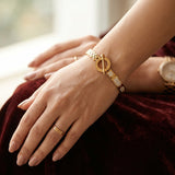 Luxury Gold Plated Crystal Nail Bracelet for Women | Designer Fashion Cuff Bangle