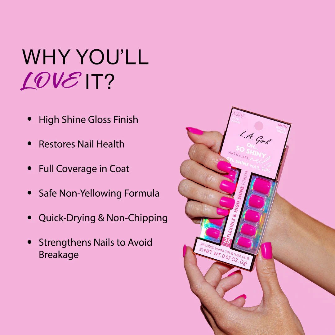 L.A. Girl Oh So Shiny Artificial Nail Tips-Wildest Dream -25 Pc Kit