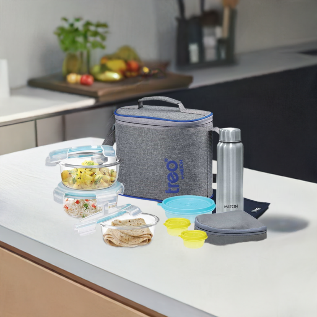 Milton All Fresh Premier Glass Tiffin Box Grey