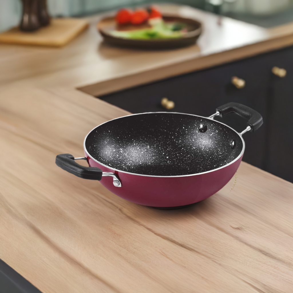 Milton Granito Induction Kadhai with Glass Lid