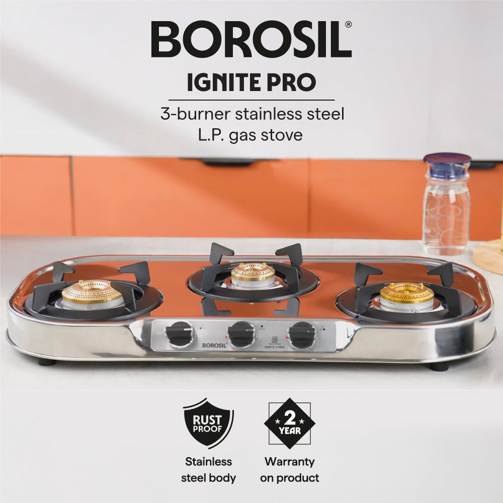 Borosil Ignite Pro Stainless Steel Gas Stove