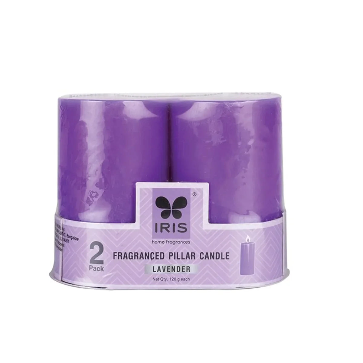 IRIS Lavender Fragranced Pillar Candles 120gm