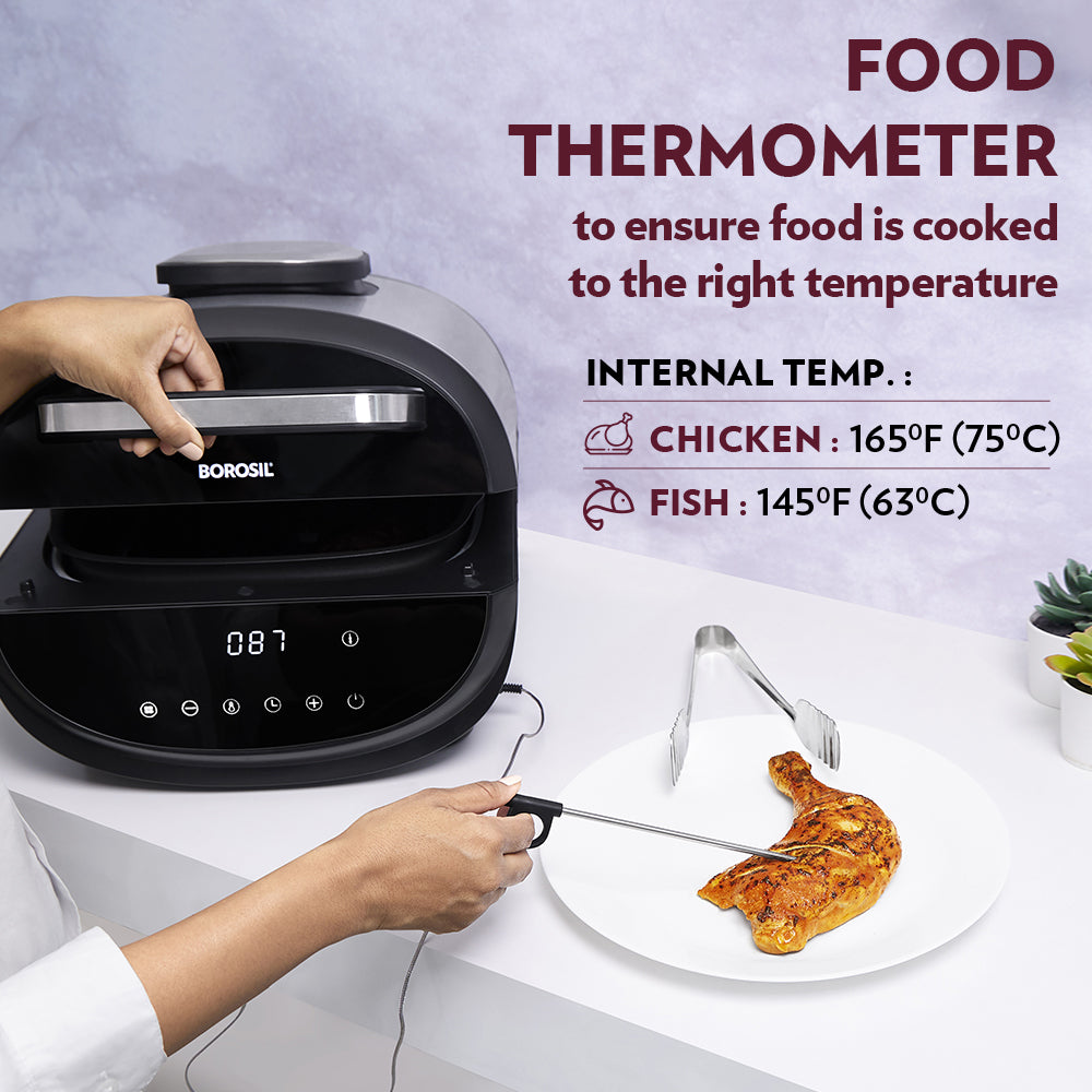 Borosil Digital Air FryerWith Touch Controls for Oil-Free Cooking 1700W
