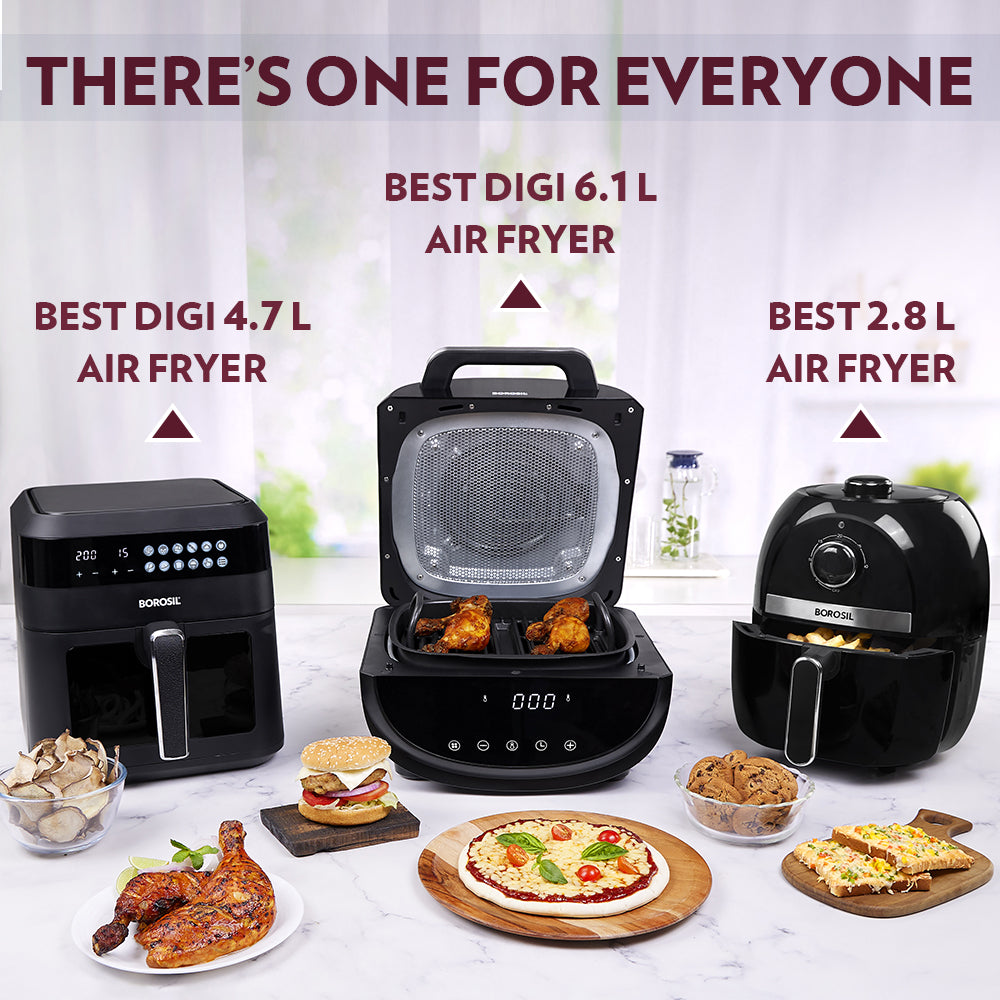 Borosil Digital Air FryerWith Touch Controls for Oil-Free Cooking 1700W