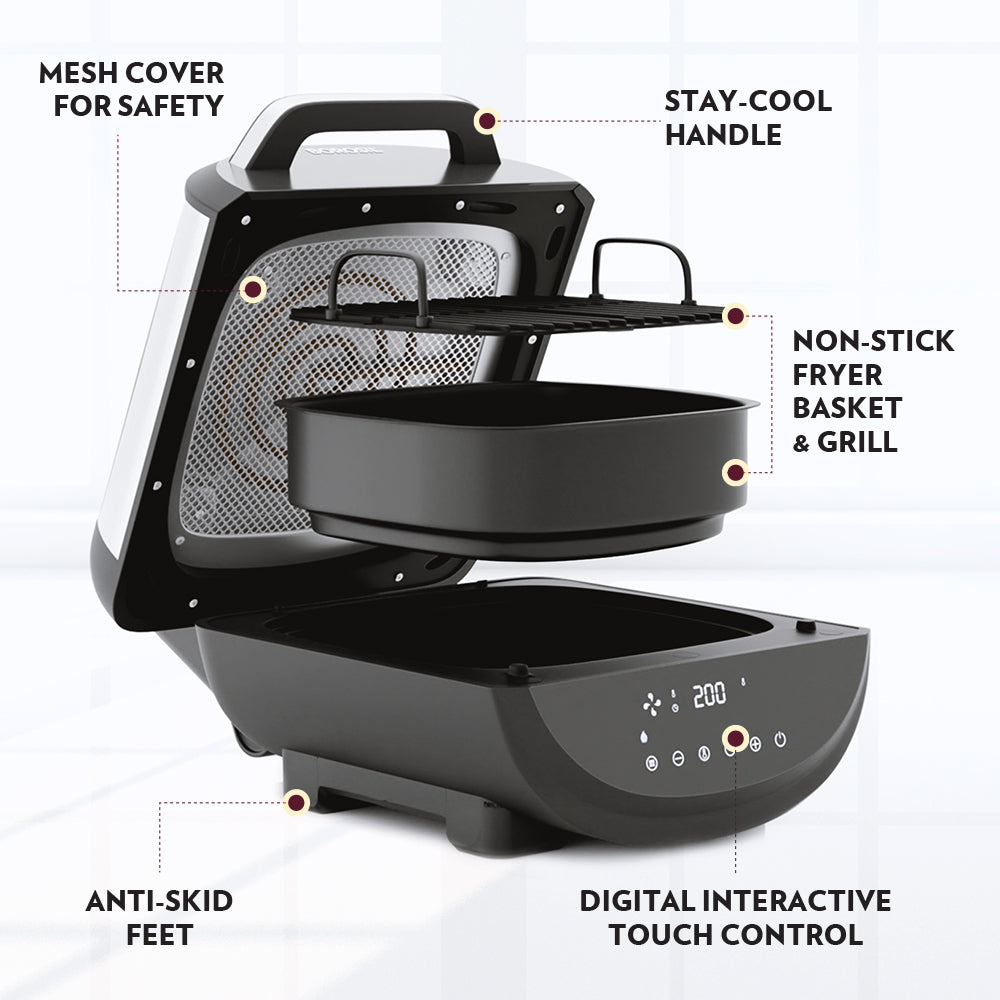 Borosil Digital Air FryerWith Touch Controls for Oil-Free Cooking 1700W