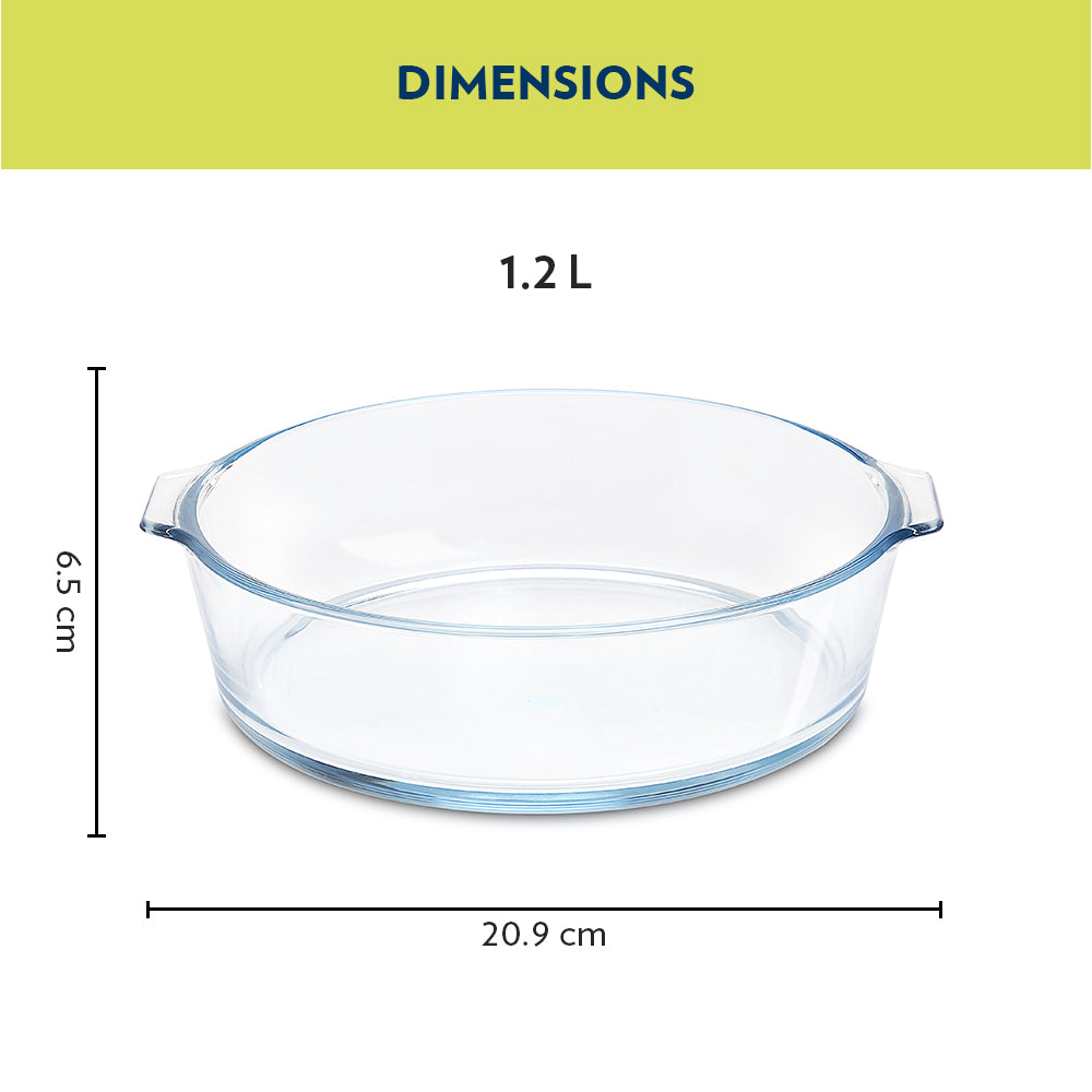Borosil Round Cake Dish with Handle