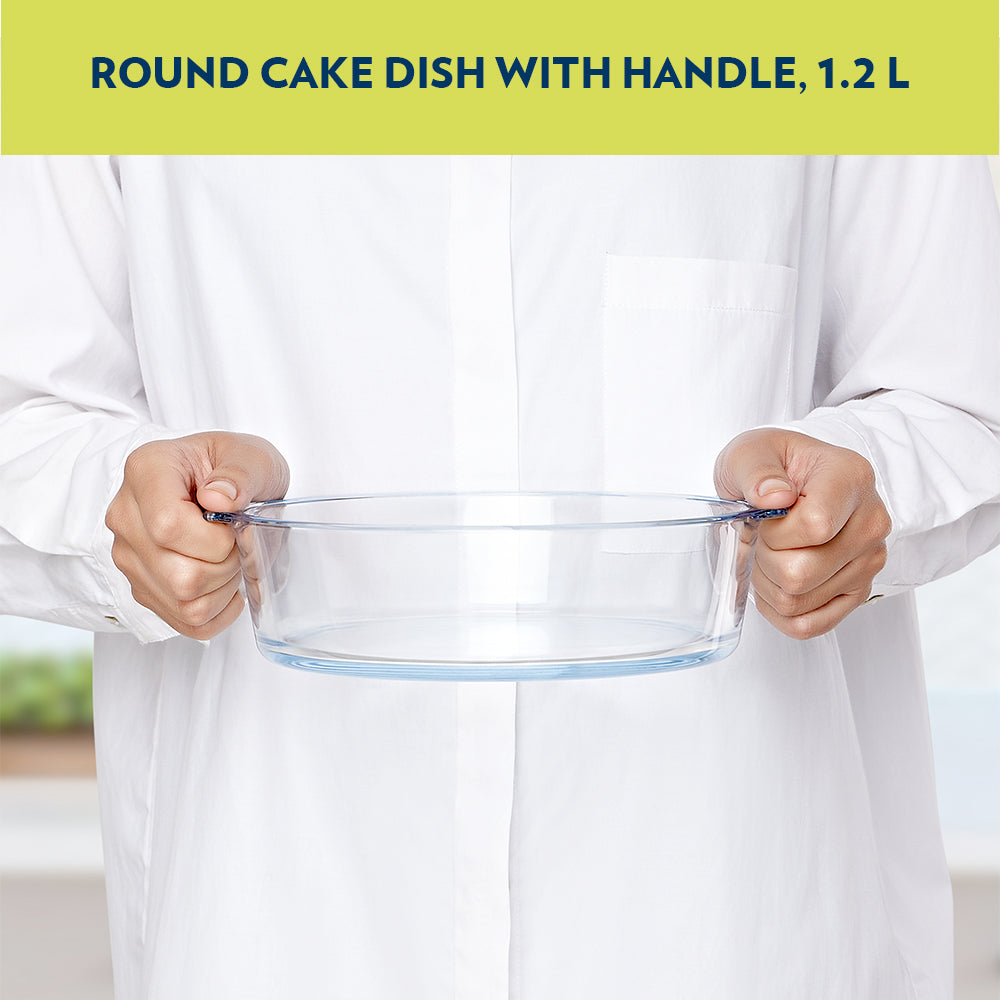 Borosil Round Cake Dish with Handle