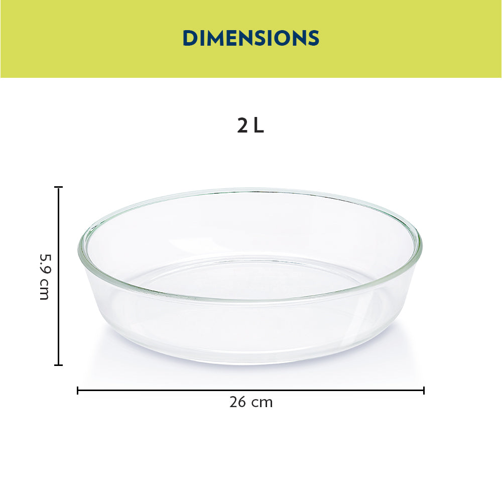 Borosil Oven Safe Glass Round Dish 2L