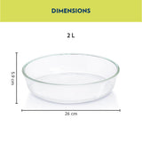 Borosil Oven Safe Glass Round Dish 2L