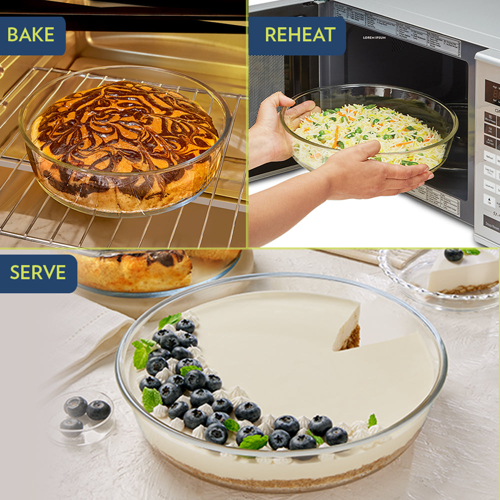 Borosil Oven Safe Glass Round Dish 2L
