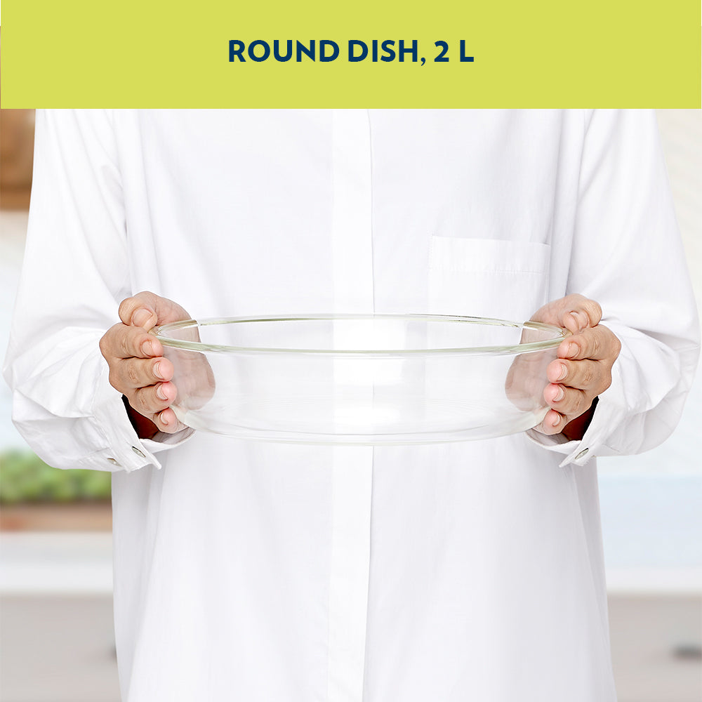 Borosil Oven Safe Glass Round Dish 2L