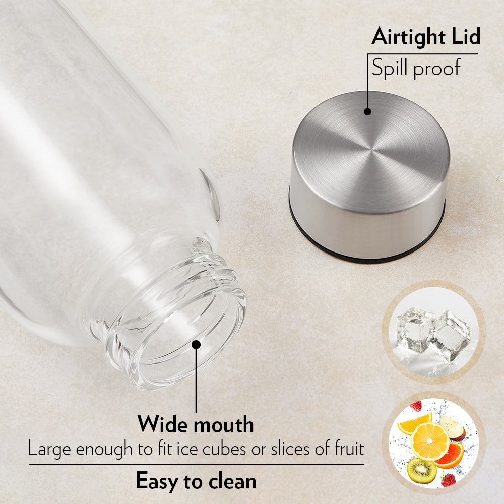 Borosil Crysto Narrow Mouth Clear Glass Bottle