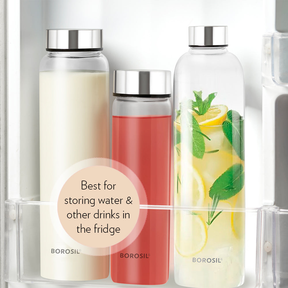 Borosil Crysto Narrow Mouth Clear Glass Bottle