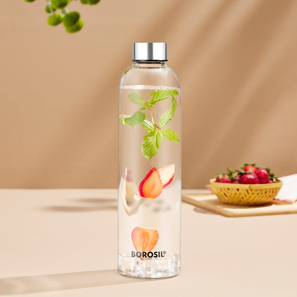 Borosil Crysto Narrow Mouth Clear Glass Bottle