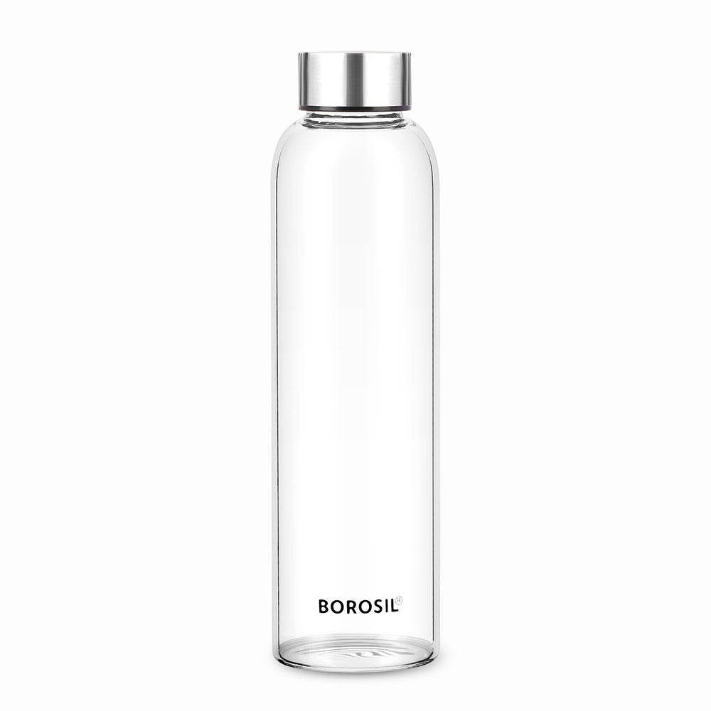 Borosil Crysto Slim Glass Bottle 550ml - SS Lid