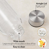 Borosil Crysto Slim Glass Bottle 550ml - SS Lid