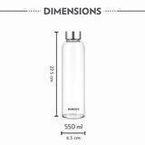 Borosil Crysto Slim Glass Bottle 550ml - SS Lid