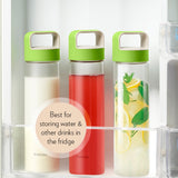 Borosil Neo Borosilicate Clear Glass Bottle 550ml - Green Lid